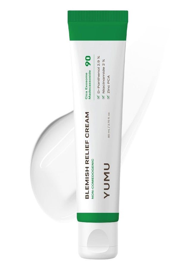 يومو كريم YUMU Cica Exosome Zinc Blemish Relief Cream، مرطب للوجه للبشرة الحساسة والمعرضة لحب الشباب، خفيف الوزن، يعالج البثور، يصلح حاجز البشرة، يرطب، مهدئ، خالٍ من الزيوت، عناية بالبشرة كورية (80 مل/2.70 أونصة سائلة). - Image 1